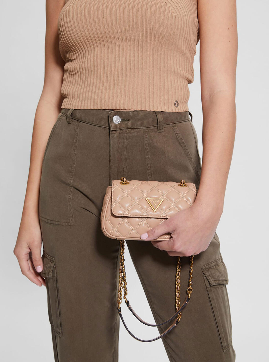 G.U.E.S.S Beige giully Mini Convertible Crossbody Bag