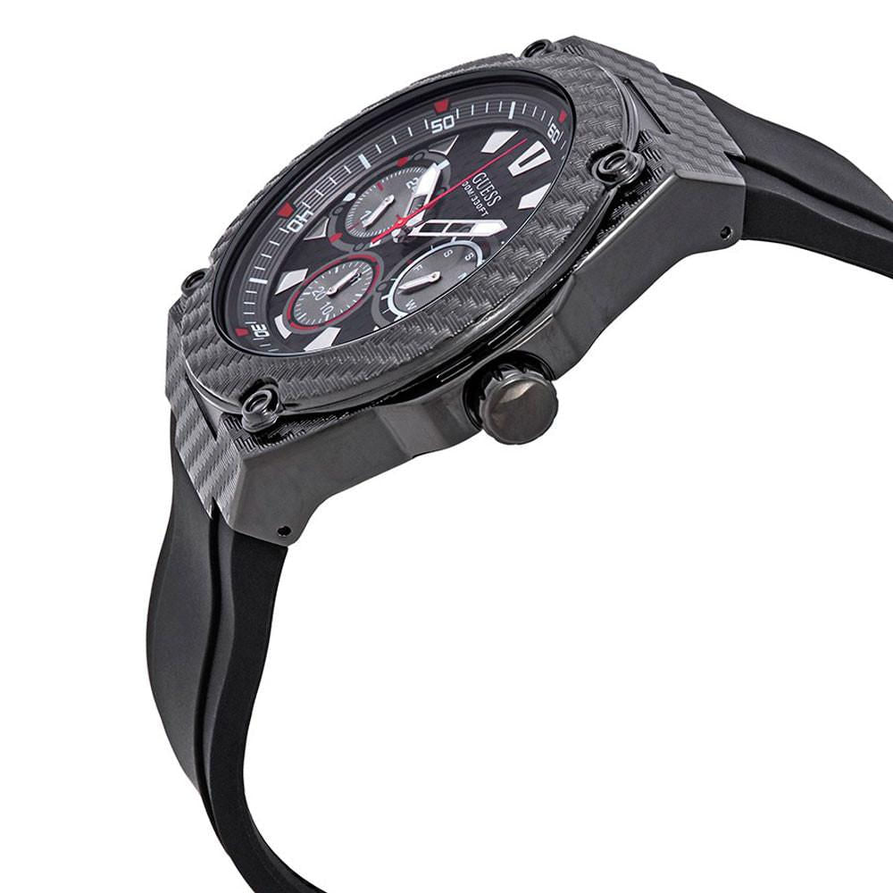 G.U.E.S.S Guess Legacy Black Dial Black Rubber Strap Watch