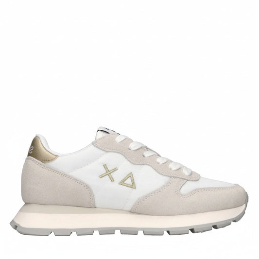 SUN68 Ally Gold Silver Suede and Nylon Sneaker Z35202