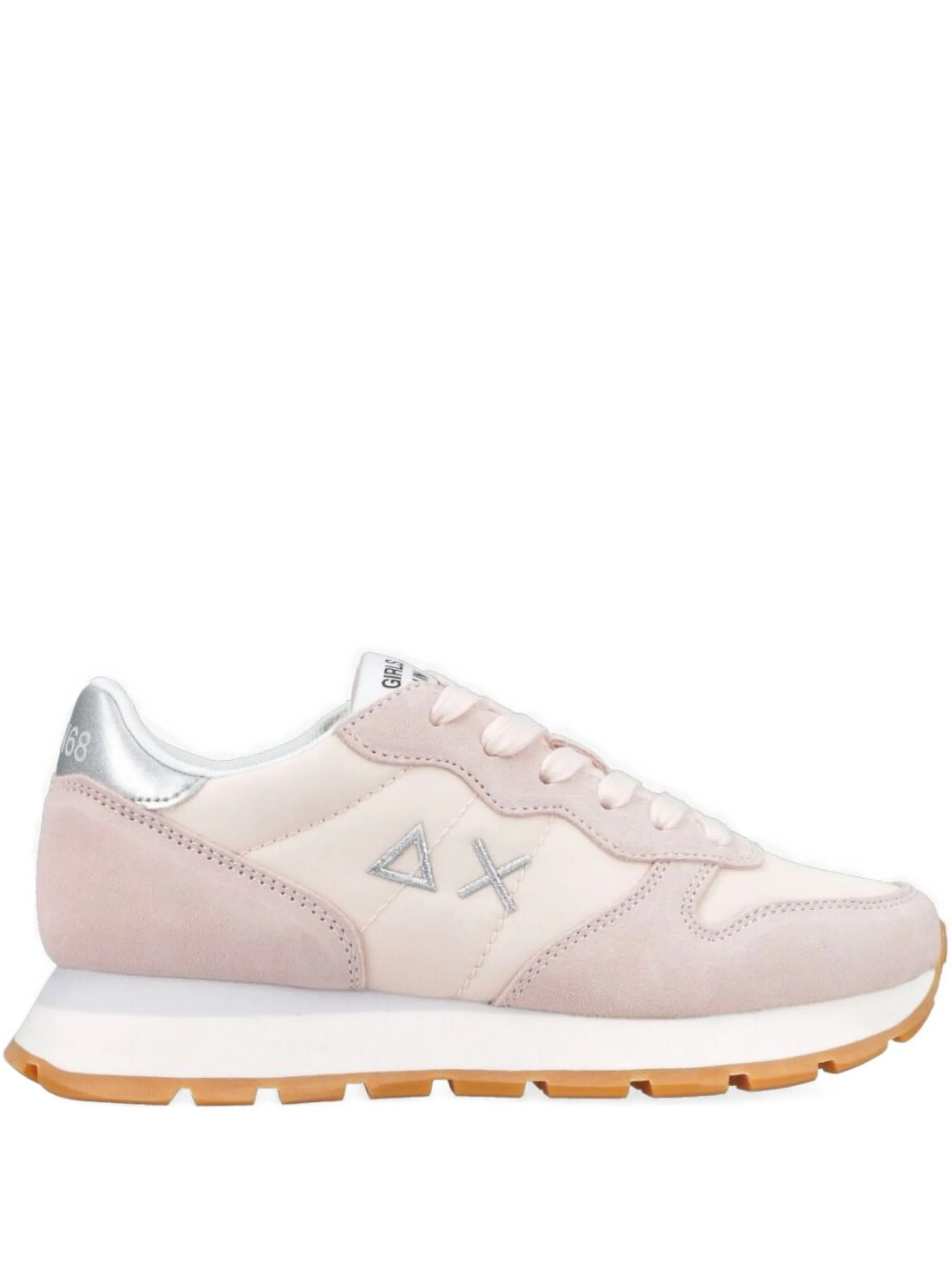 S.U.N68 PINK Ally Gold Silver Suede and Nylon Sneaker