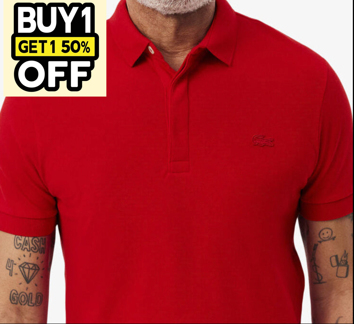 L.a.C.O.S-T.E. Classic Fit Paris Stretch Pique Polo Shirt Red