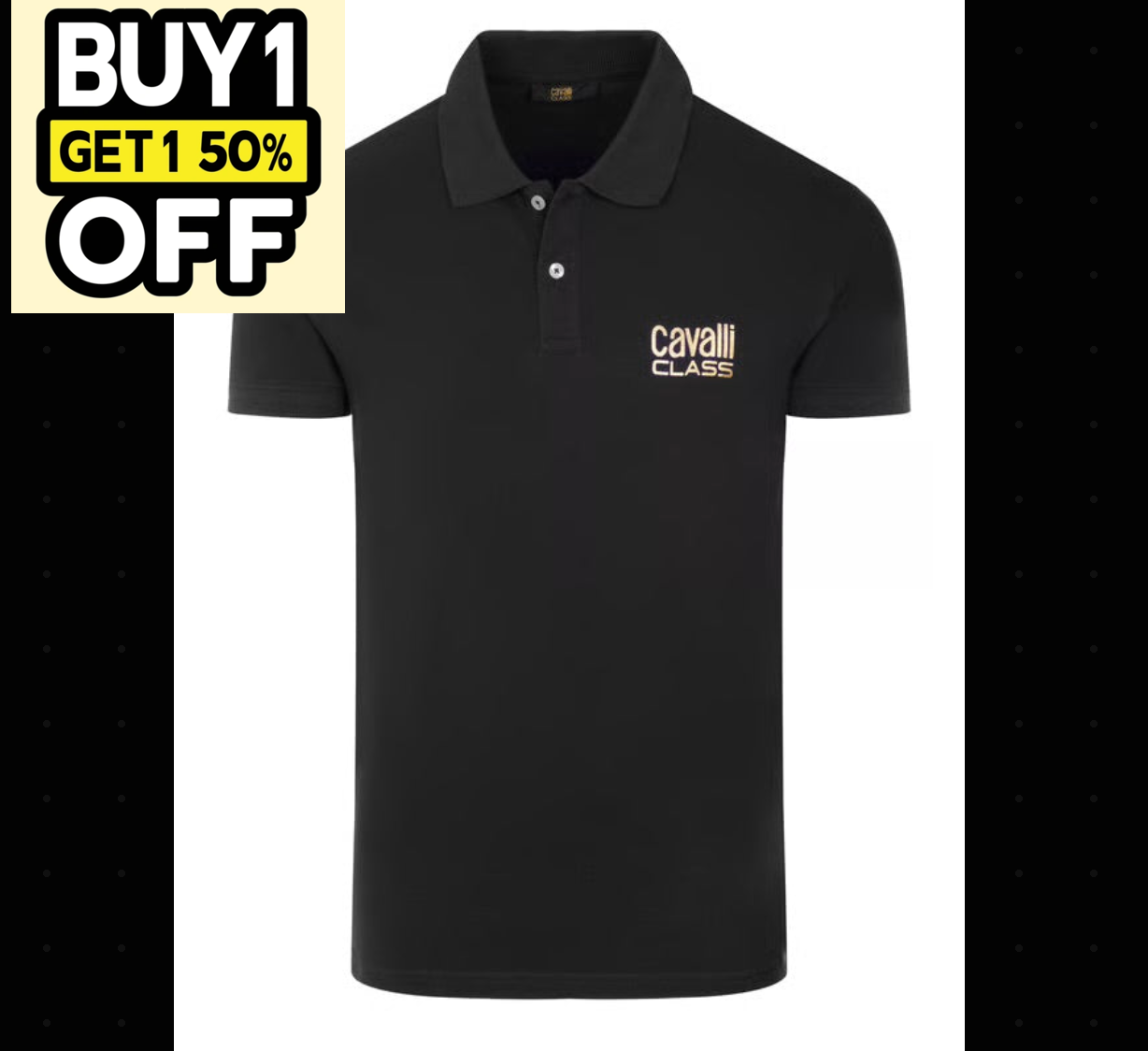 C.a.V-A.L.L.I C.L.A.S.S Black short sleeve polo with lettering "C.a.v.a.l.l.i C.l.a.s.s"