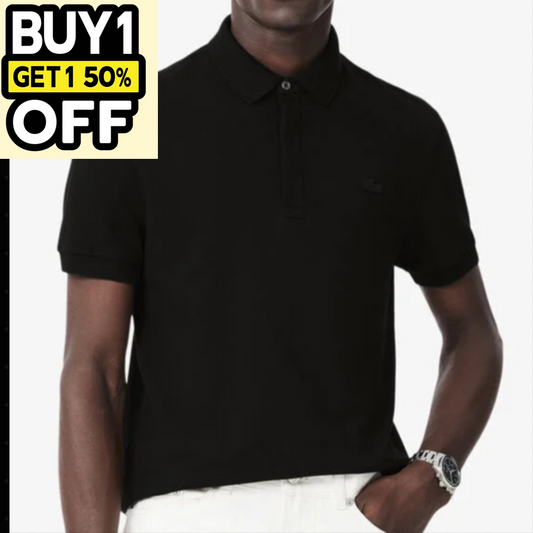 L.a.C.O-S.T.E. Classic Fit Paris Stretch Pique Polo Shirt Black