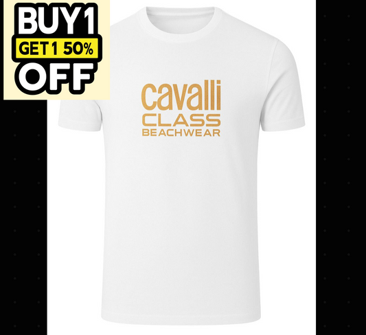 C.A.V-A.L.L.I C.L.A.S.S White T-shirt Gold