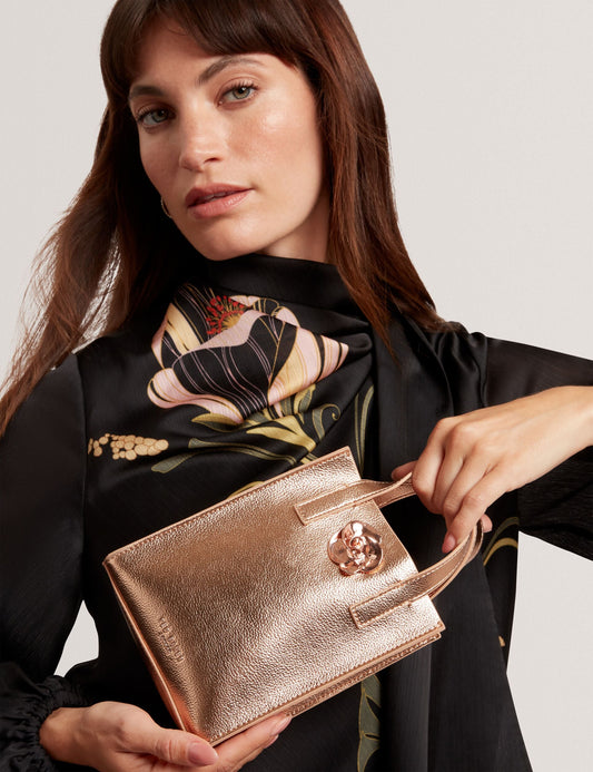 T.E.D B.A.K.E.R ROSARI Metallic Rose Detail Mini Icon Tote Bag