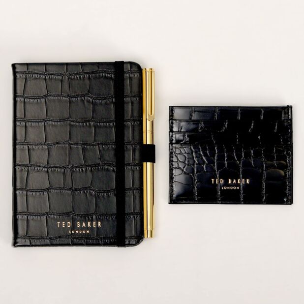 T.E.D B.A.K.E.R PERYYY Croc Effect A6 Notebook With a Pen and Card Holder