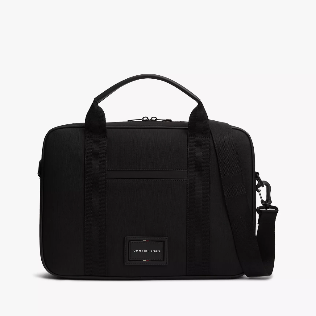 T.O.M.M.Y H.I.L.F.I.G.E.R Logo Textured Laptop Bag