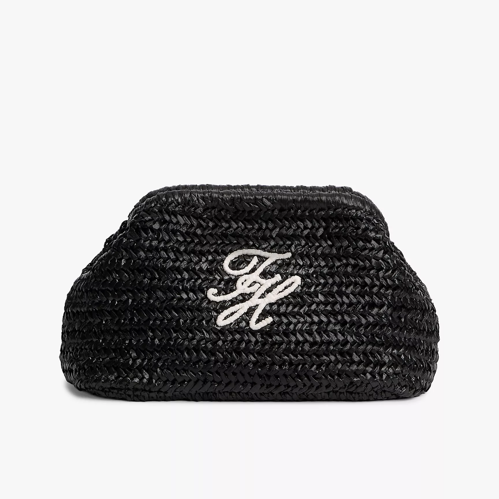 T.O.M.M.Y H.I.L.F.I.G.E.R Script Monogram Raffia Clutch