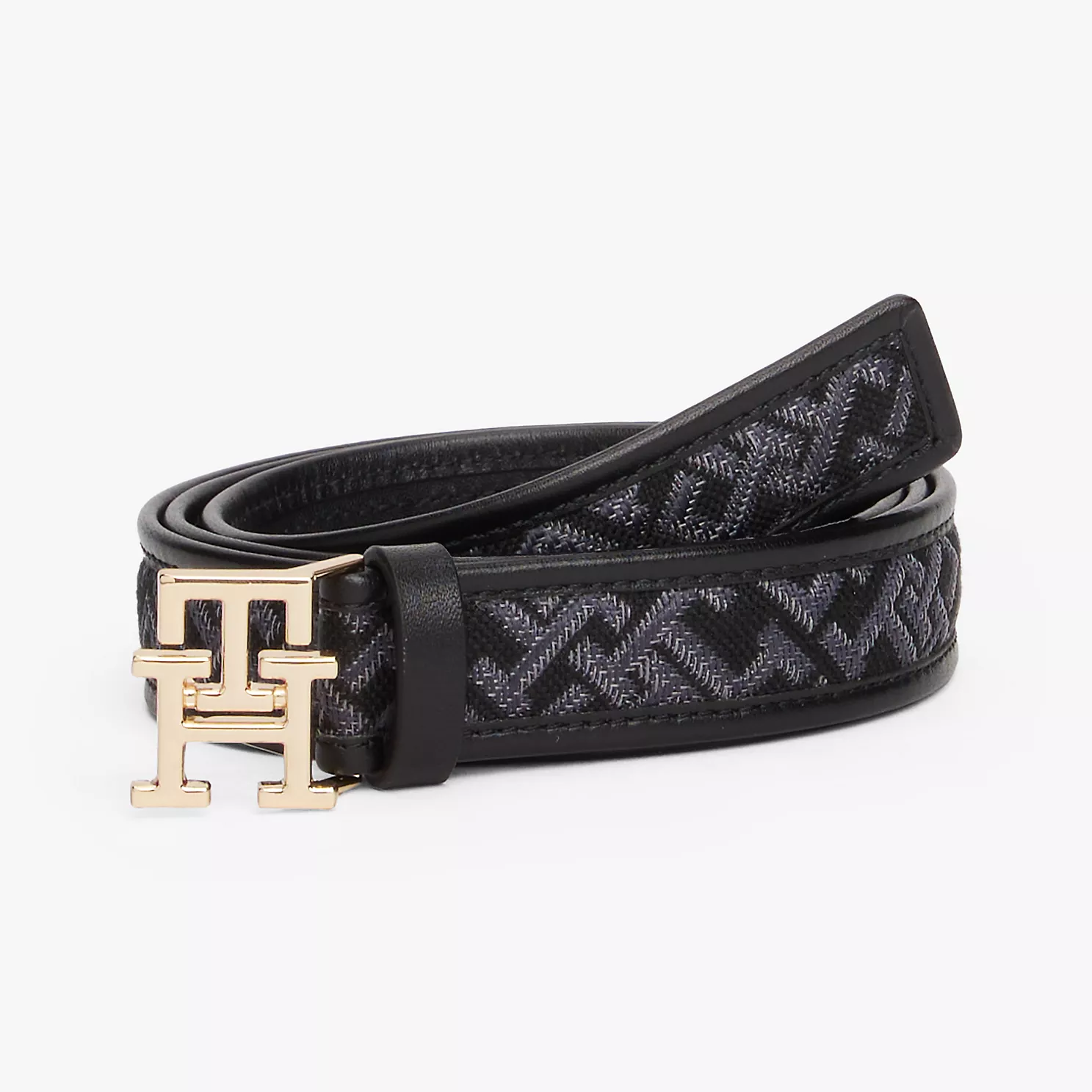 TOMMY HILFIGER Monogram-Buckle Jacquard Belt