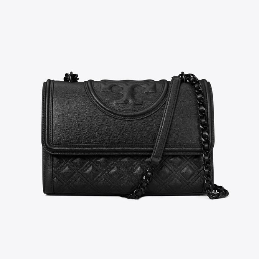 TORY BURCH FLEMING POLISHED-GRAIN CONVERTIBLE SHOULDER BAG