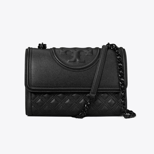 TORY BURCH FLEMING POLISHED-GRAIN CONVERTIBLE SHOULDER BAG