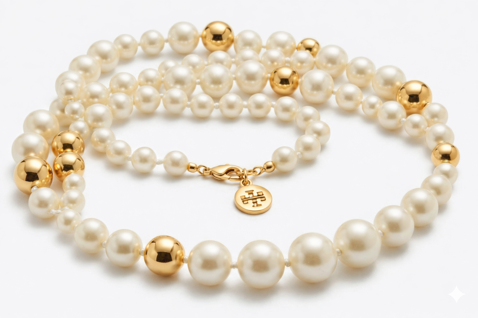 Tory Burch Pearl Logo Women Necklace NEW IVORY&GOLD IN EGYPT