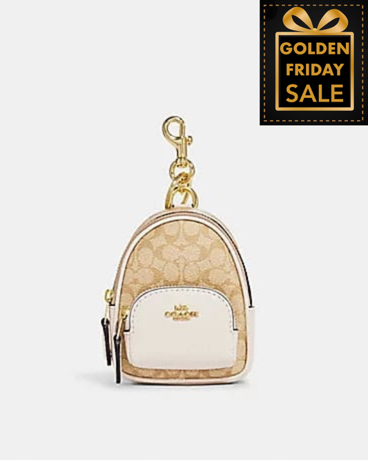 C.O.A.C.H Mini Court Backpack Bag Charm In Signature Canvas KEY CHAIN