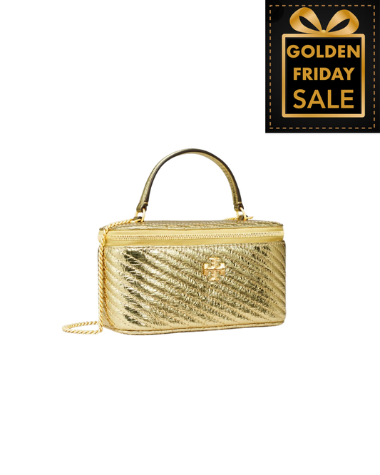 T.O.R.Y B.U.R.C.H Kira Metallic Moto Quilt Vanity Case