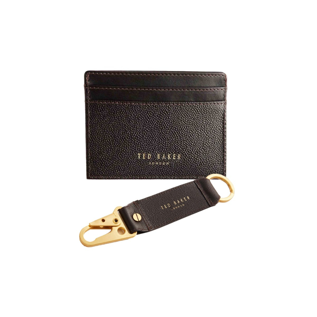 T.E.D B.A.K.E.R  Brown-Chocolate Pebble Textured Card Holder Set