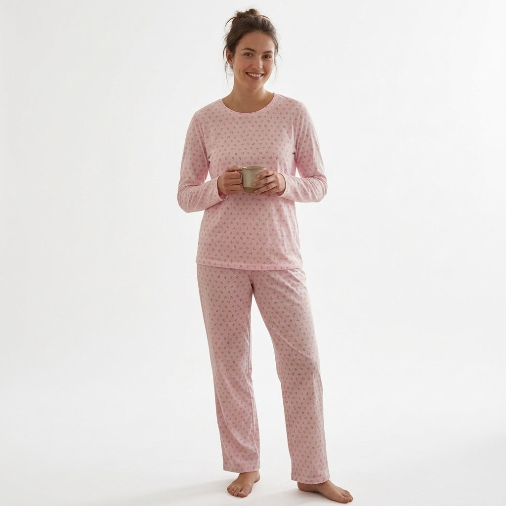 P.R.I.M.A.R.K Pure Cotton Printed Crew Neck Pyjamas