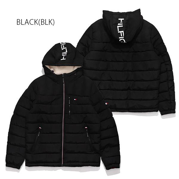 T.o.m.m.y H.i.l.f.i.g.e.r Men's Black Quilted Puffer Sherpa Hood Lined Jacket
