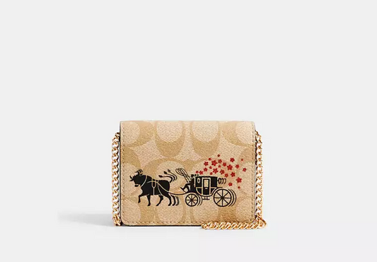 C.O.A.C.H Lunar New Year Mini Wallet In Signature Canvas With Ox And Carriage