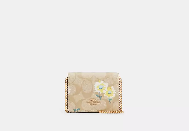 C.O.A.C.H Mini Wallet In Signature Canvas With Daisy Print
