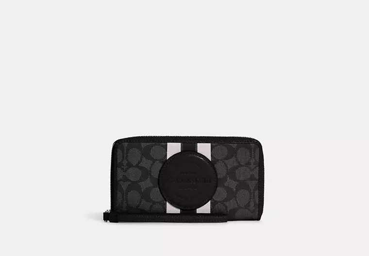 C.O.A.C.H Dempsey Large Phone Wallet In Signature Jacquard With Stripe And Coach Patch