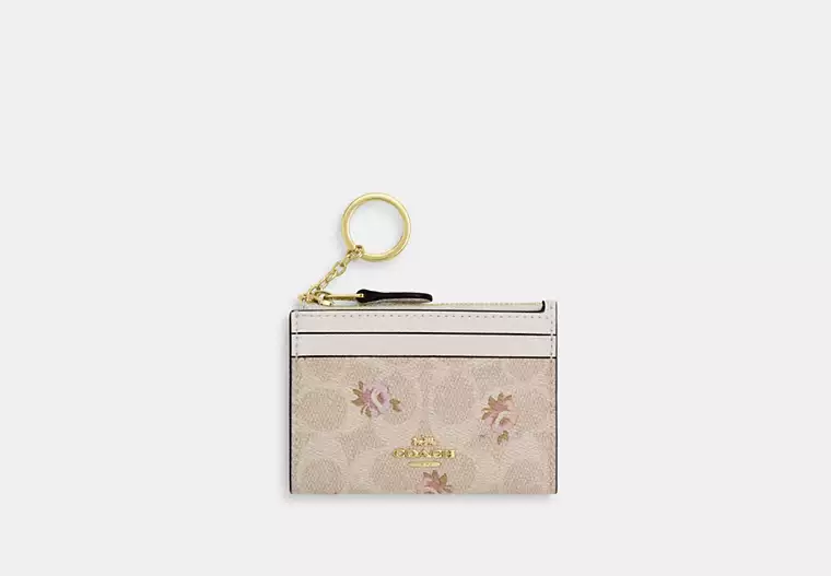 C.O.A.C.H Mini Skinny Id Case In Signature Canvas With Floral Print