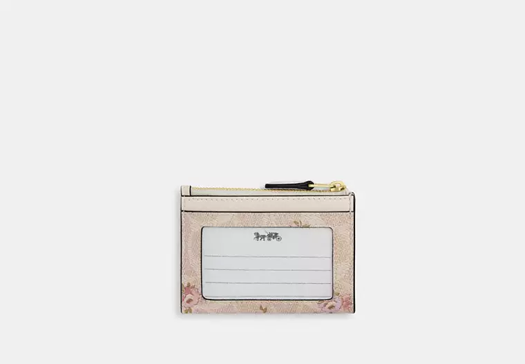 C.O.A.C.H Mini Skinny Id Case In Signature Canvas With Floral Print