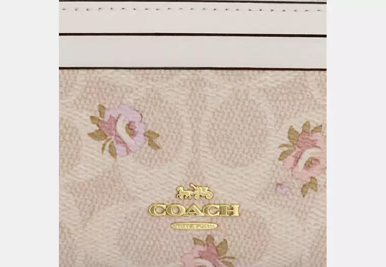 C.O.A.C.H Mini Skinny Id Case In Signature Canvas With Floral Print