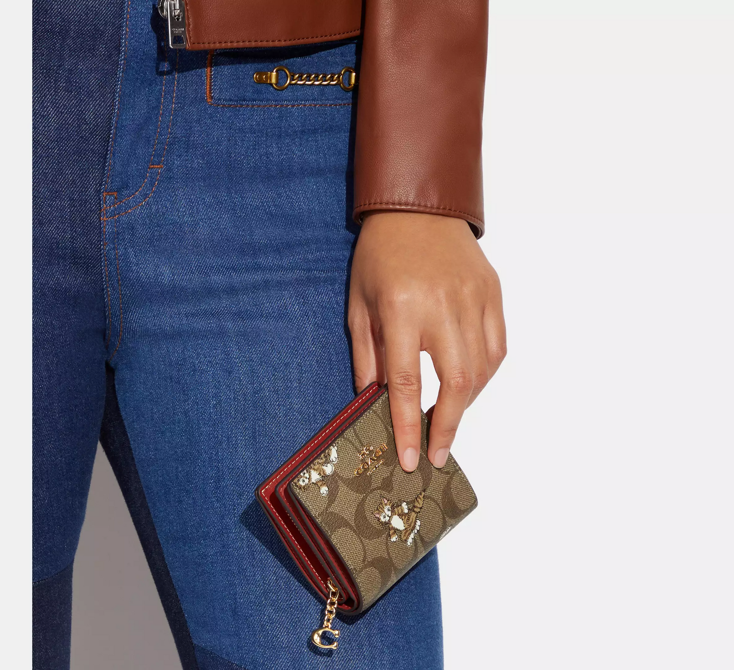 C.O.A.C.H Snap Wallet In Signature Canvas With Dancing Kitten Print