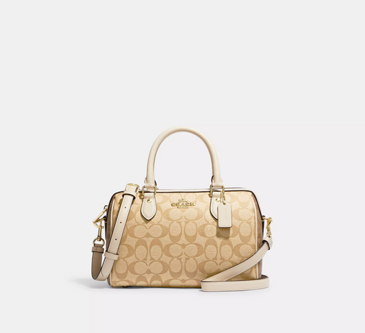 C.O.A.C.H Rowan Satchel Bag In Blocked Signature Canvas CROSSBODY