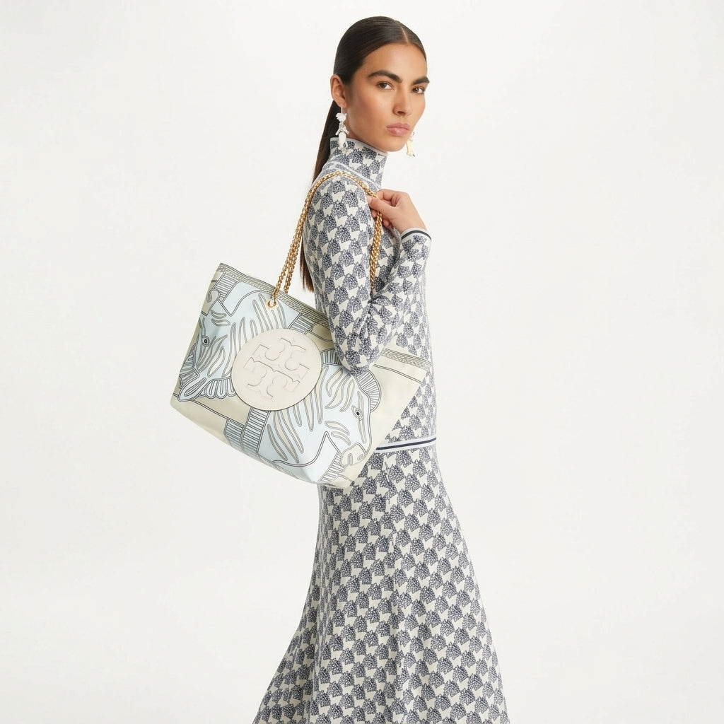 T.O.R.Y B.U.R.C.H ELLA PRINTED CHAIN TOTE BAG