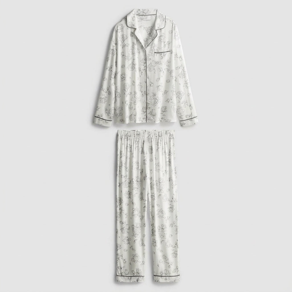 P.R.I.M.A.R.K Floral Piped Boyfriend Pyjamas Set