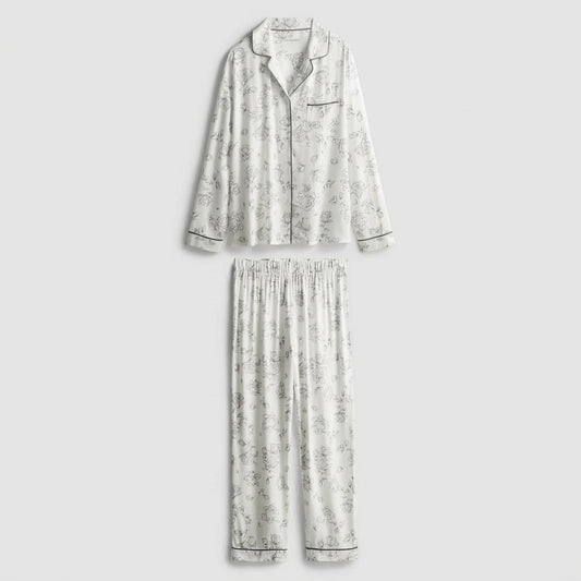 P.R.I.M.A.R.K Floral Piped Boyfriend Pyjamas Set