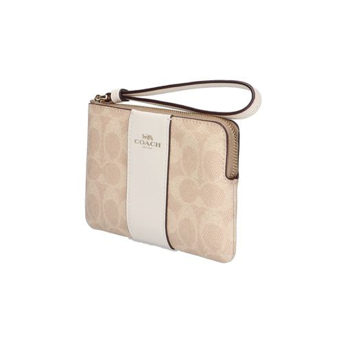 C.O.A.C.H Corner Zip Wristlet In Signature Canvas With Stripe