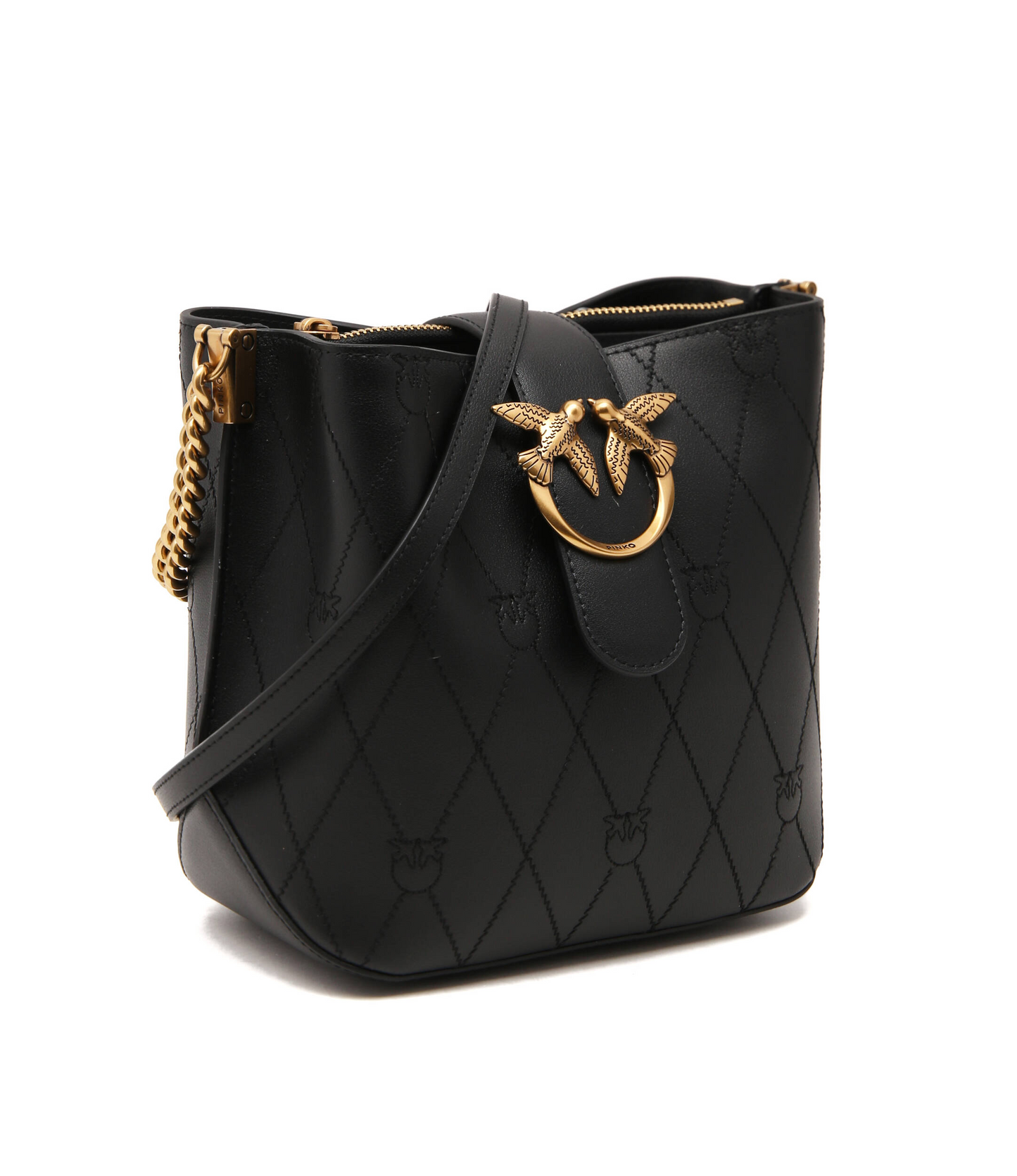 P.I.N.K.O Leather bucket bag LOVE BUCKET WAVE LOGO CL