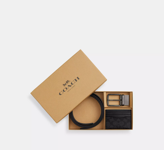 C.O.A.C.H REVERSIBLE BELT & CARD HOLDER