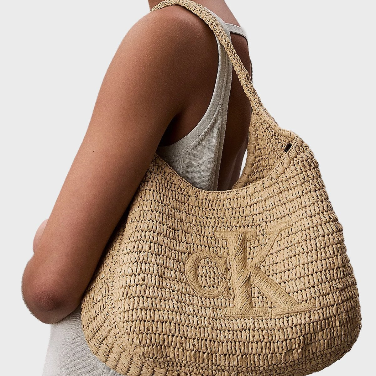 C.A.L.V.I.N K.L.E.I.N Bold Ck Raffia Sm Shoulder Bag LV04F3448G Brown