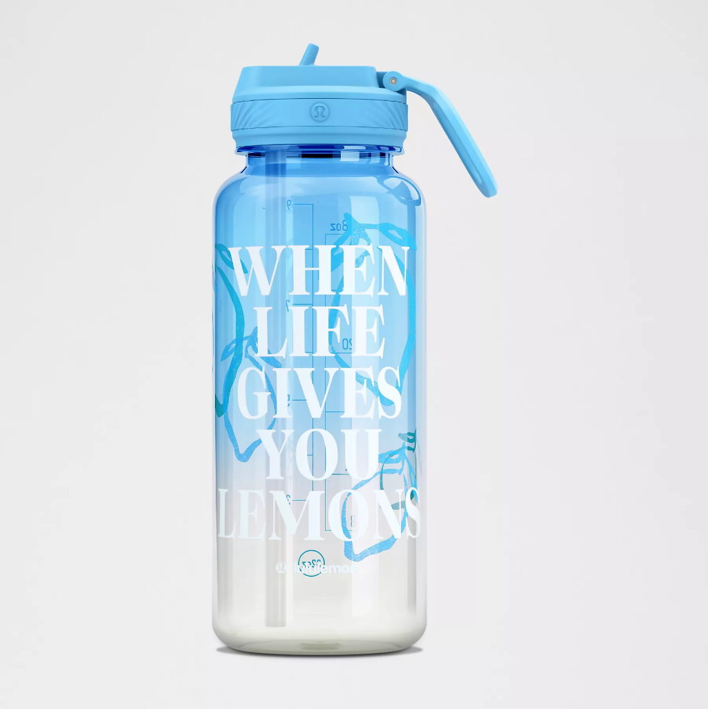 L.U.L.U.L.E.M.O.N Back to Life Sport Bottle 32oz Straw Lid Lemons Quote