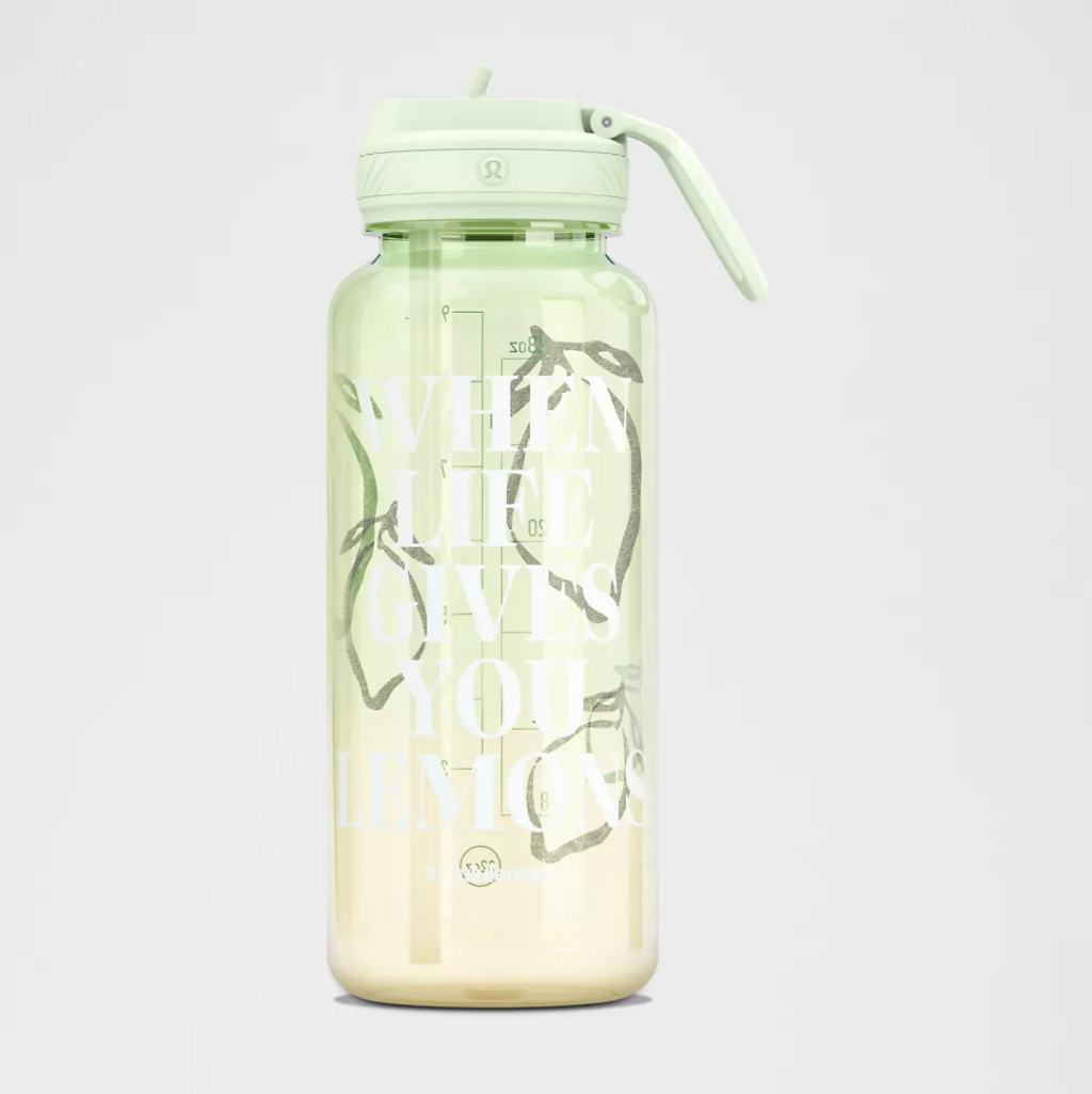 L.U.L.U.L.E.M.O.N Back to Life Sport Bottle 32oz Straw Lid Lemons Quote