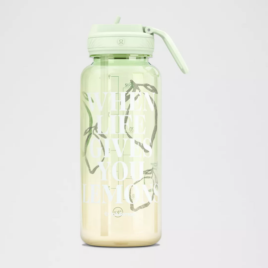 L.U.L.U.L.E.M.O.N Back to Life Sport Bottle 32oz Straw Lid Lemons Quote