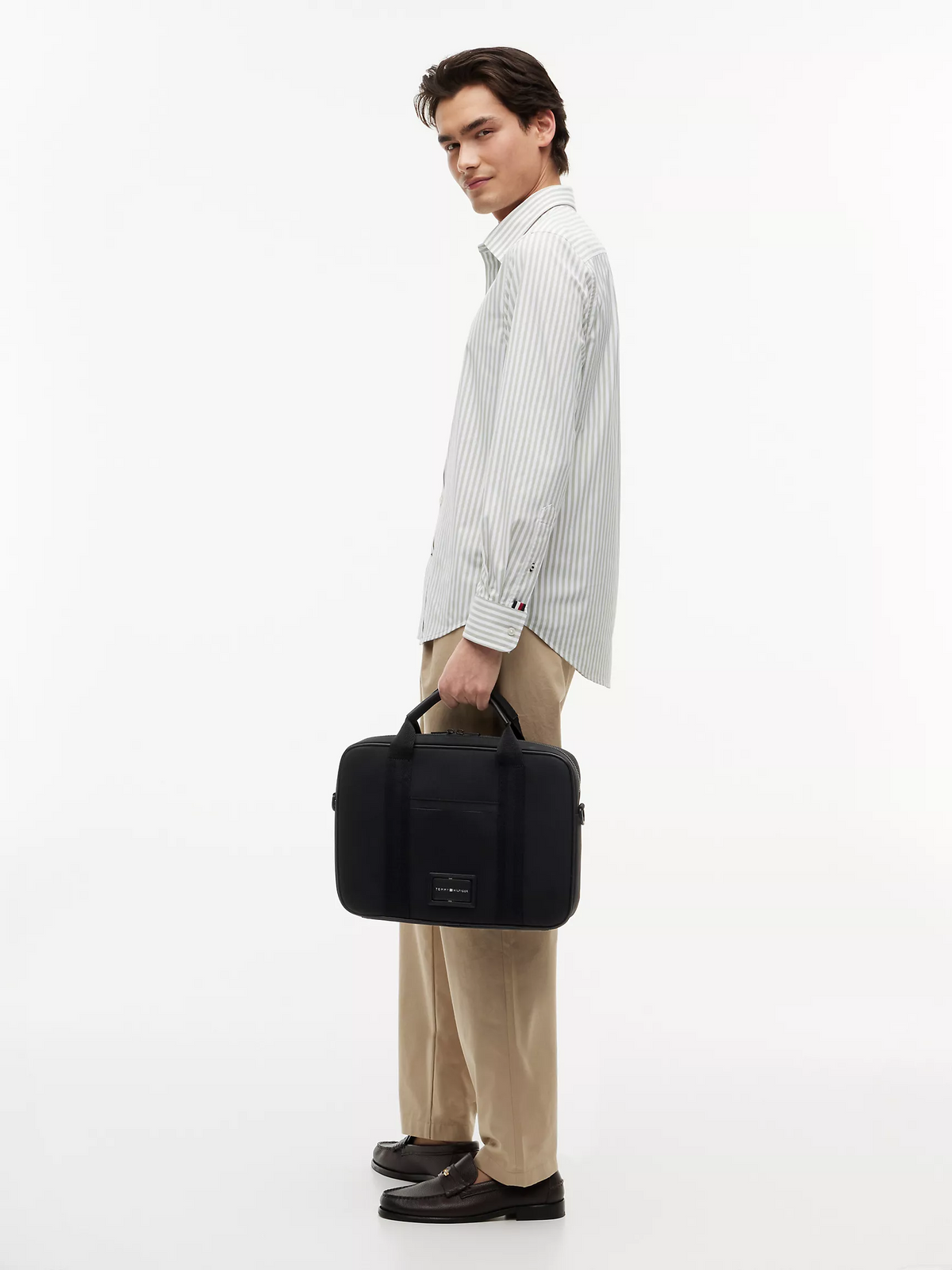 T.O.M.M.Y H.I.L.F.I.G.E.R Logo Textured Laptop Bag
