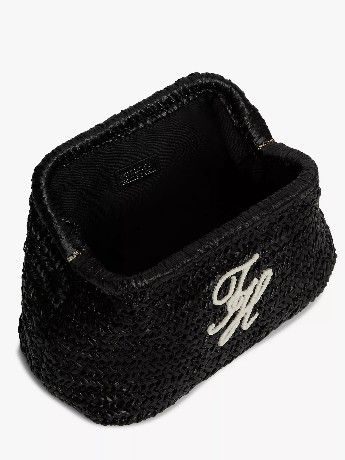 T.O.M.M.Y H.I.L.F.I.G.E.R Script Monogram Raffia Clutch
