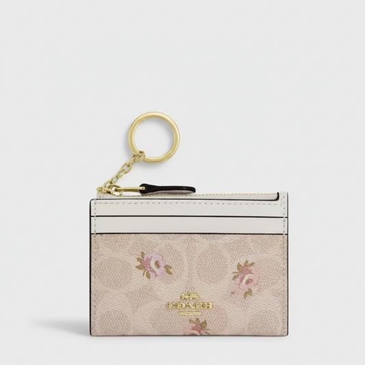 C.O.A.C.H Mini Skinny Id Case In Signature Canvas With Floral Print