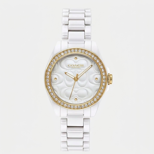 C.O.A.C.H Perry Quartz Black Dial Metal Watch