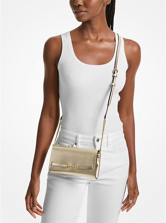 M.I.C.H.A.E.L K.O.R.S Carson Large Metallic Pebbled Leather Convertible Crossbody Bag