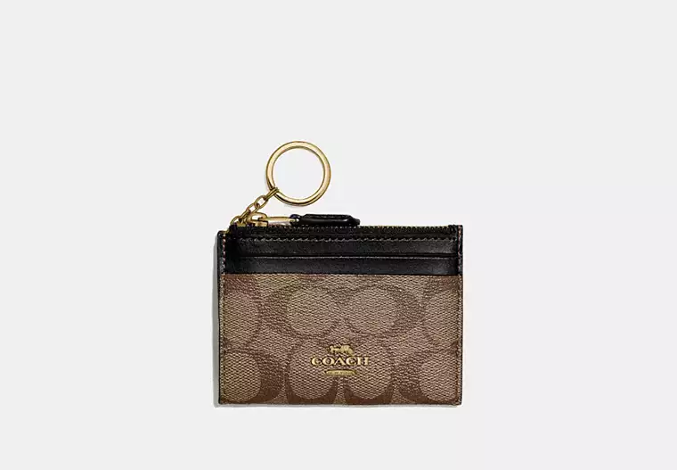 C.O.A.C.H Mini Skinny Id Case In Signature Canvas Card Holder