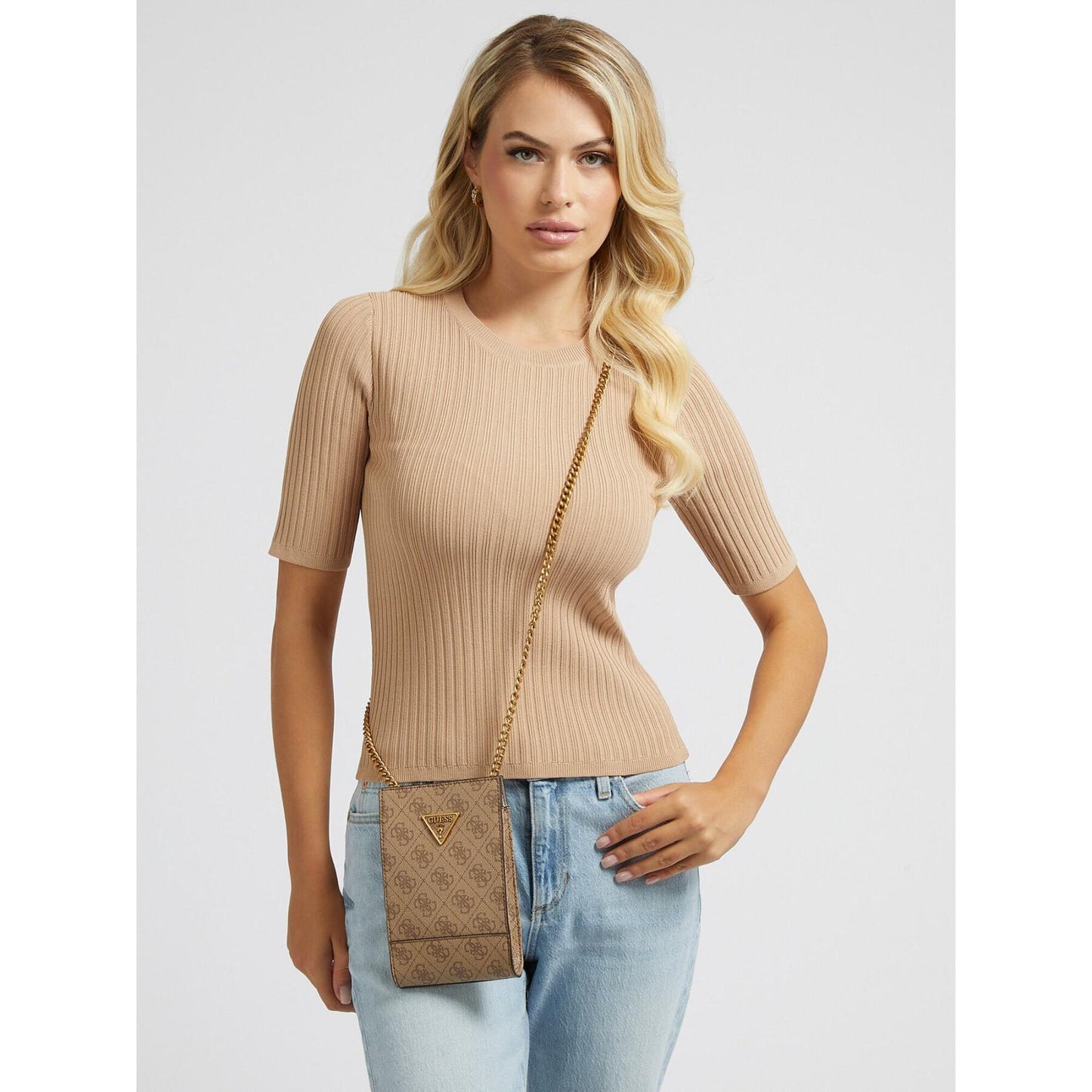 G.U.E.S.S Black Noelle Chit Chat Crossbody Bag