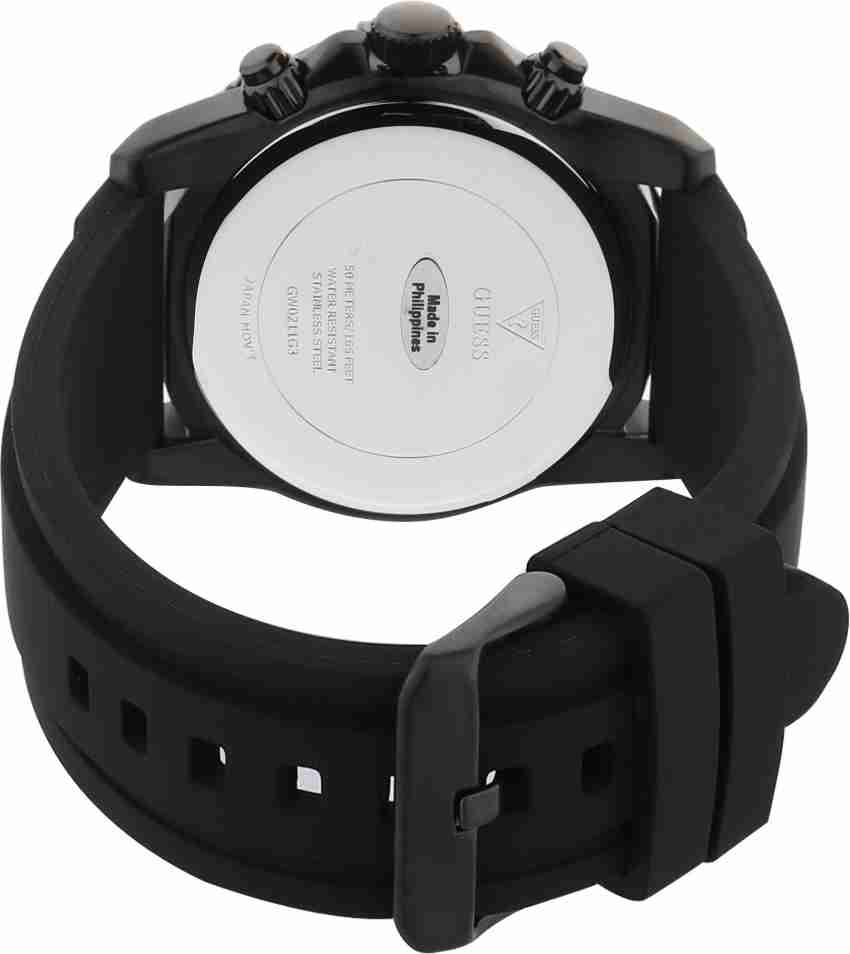 G.U.E.S.S  Commander Black Dial Black Rubber Strap