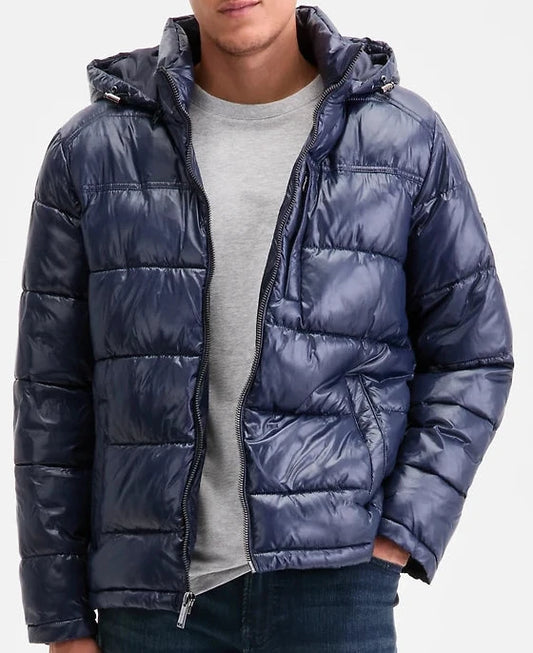 M_i.c.h.a..e.l. K.o.r.s. Men's Puffer SHINY PUFFER JACKET - Winter jacket - Midnight Blue