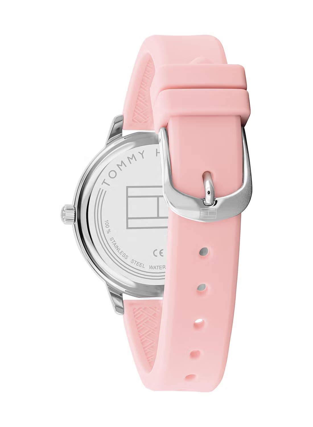 T.O.M.M.Y H.I.L.F.I.G.E.R Macy's Essentials Women's White Dial, Pink Silicone Watch