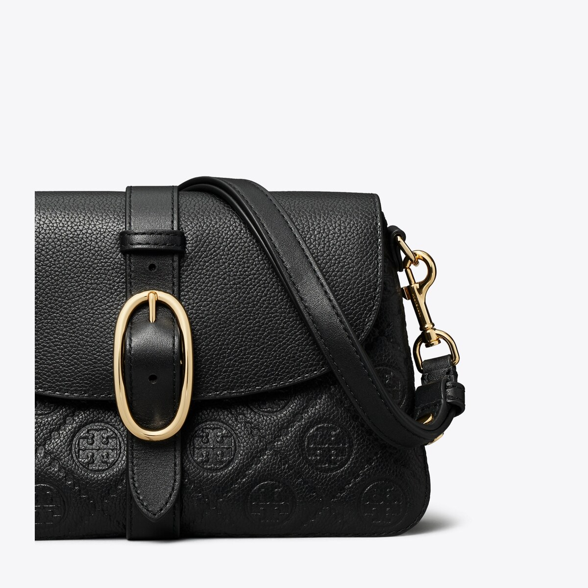 T.O.R.Y B.U.R.C.H T MONOGRAM PEBBLED SOFT SMALL SHOULDER BAG